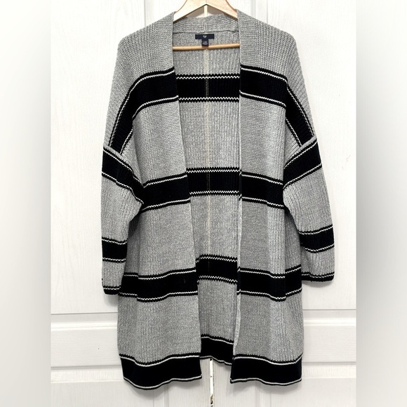 Gap Women's Oversized Open Front 100% Cotton Striped Longline Cardigan Size XXL‎ - Picture 1 of 4